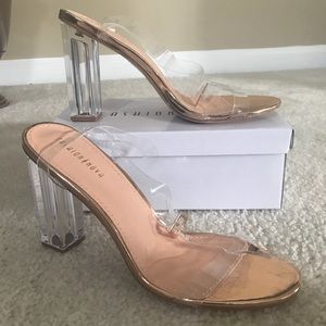 Clear block heels